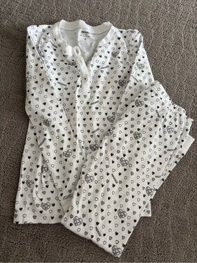 Roller Rabbit White and Black Heart-Print Kids Pajama Set